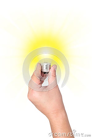 Light bulb with bright rays. Stock Photo