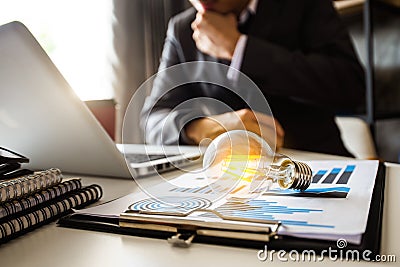 Business hand showing creative business strategy Stock Photo