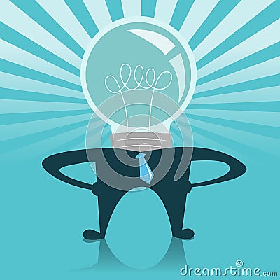 Light bulb business man with a glowing light Vector Illustration