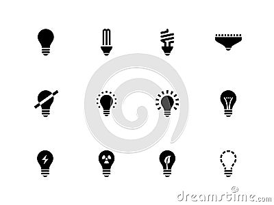 Light bulb and CFL lamp icons on white background. Vector Illustration