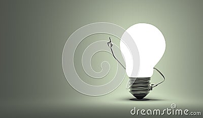 Light bulb character, aha moment, gray background Stock Photo