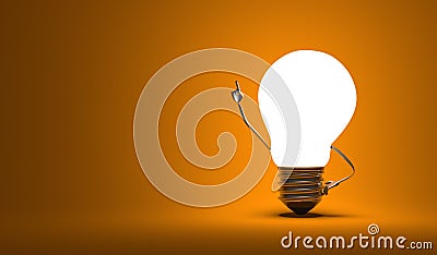 Light bulb character, aha moment, orange background Stock Photo