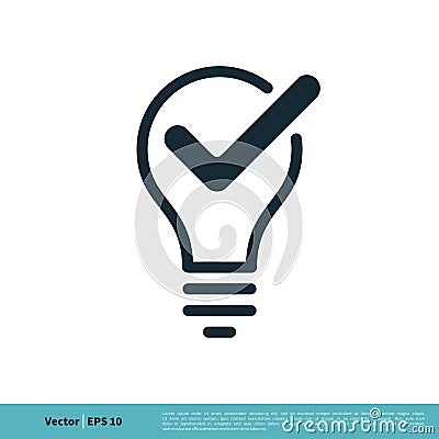 Light Bulb, Check Mark Icon Vector Logo Template Illustration Design. Vector EPS 10 Vector Illustration