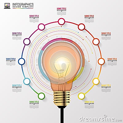 Light bulb with circle elements for infographic. Vector illustration Vector Illustration