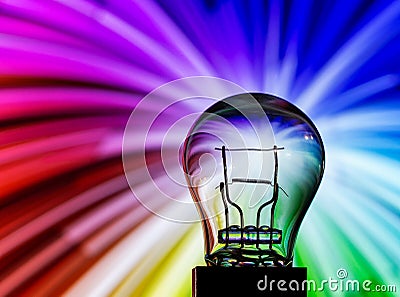 Light Bulb with Colorful Abstract Background Stock Photo