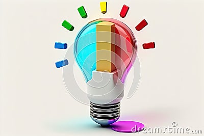 Light bulb with colorful stripes on a white background Cartoon Illustration