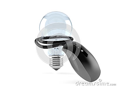 Light bulb with computer mouse Cartoon Illustration