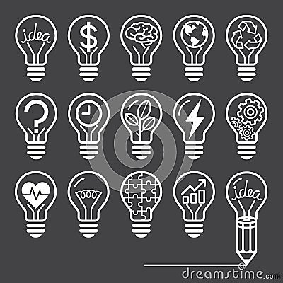 Light bulb concept line icons style. Vector Illustration