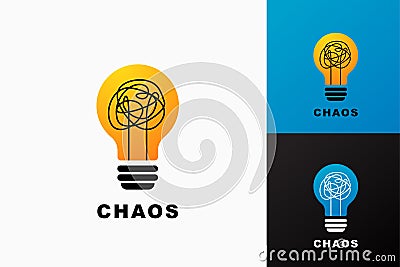 Light bulb, creative logo vector illustration. Mix electric lamp and chaos line. Birth idea from clutter. Isolated on Cartoon Illustration