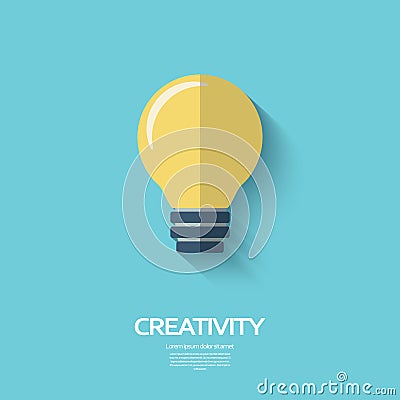 Light bulb creativity symbol in modern flat design Vector Illustration