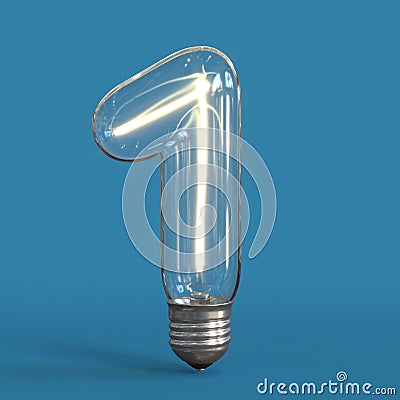 Light bulb 3d font 3d rendering number 1 Cartoon Illustration
