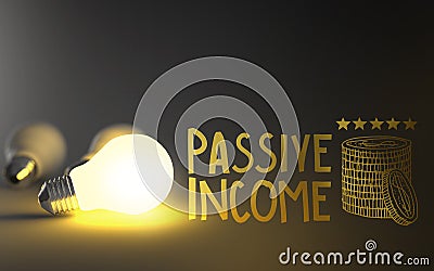 Light bulb 3d and hand drawn passive income Stock Photo