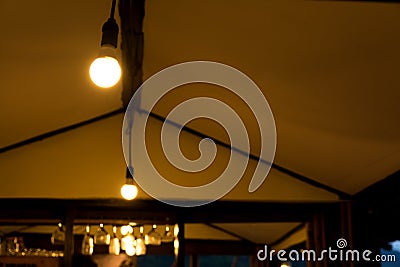 Light Bulb Decoration in Cafe Stock Photo