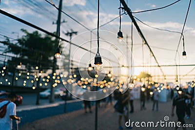 Light bulb,Decorative outdoor at roadside festival Stock Photo