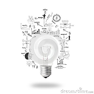 Light bulb with drawing business plan strategy concept idea Stock Photo