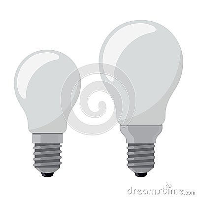 Light bulb. Electric lamp. Incandescent lamp in flat style. Bulb icon. Vector illustration, isolated on white. Cartoon Illustration