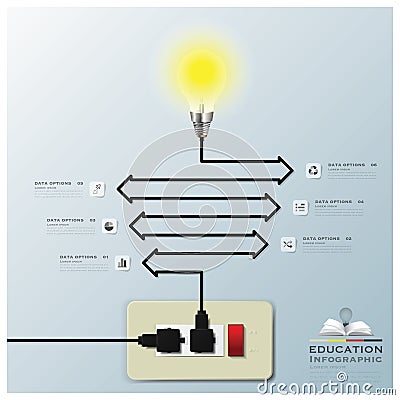 Light Bulb Electric Line Education Infographic Background Vector Illustration