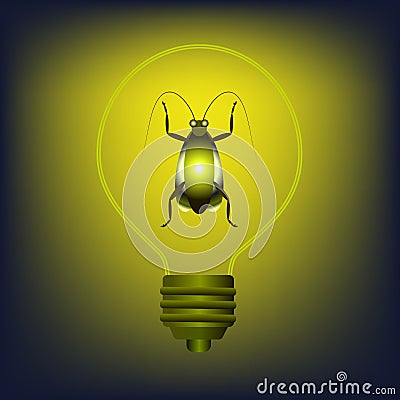 Light bulb with firefly inwardly Stock Photo