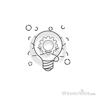 light bulb and gear atom icon. Element of idea and solutions for mobile concept and web apps. Thin line icon for website design a Stock Photo