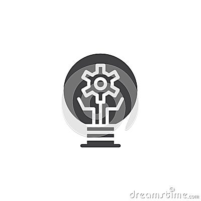 Light bulb with gear vector icon Vector Illustration