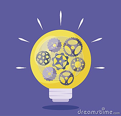 Light bulb with gears pinions Vector Illustration