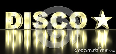 Light bulb glowing letter DISCO alphabet character Stock Photo