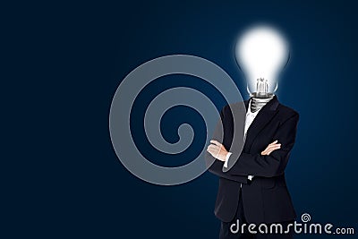 Light bulb of head business woman and have idea creativity Stock Photo