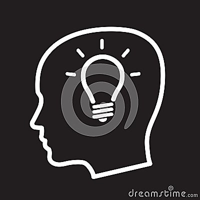 Light bulb in the head Vector Illustration