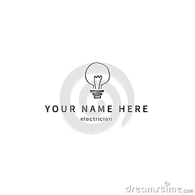 A light bulb. Housekeeping and home repairs theme. Vector hand drawn logo template. Vector Illustration