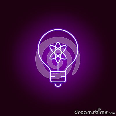 light bulb icon. Elements of science illustration in violet neon style icon. Signs and symbols can be used for web, logo, mobile Cartoon Illustration