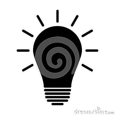 Light bulb icon. Idea sign, solution, thinking concept. Silhouette vector illustration Vector Illustration