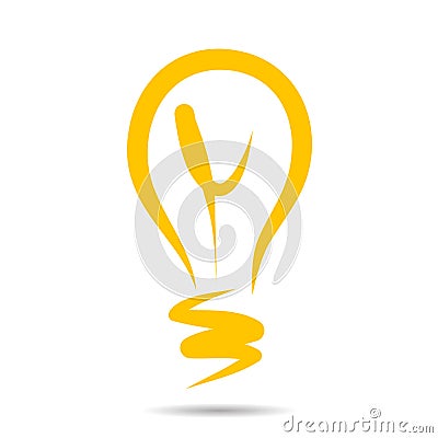 Light bulb icon, idea symbol sketch in vector. Hand-drawn doodle sign. EPS Vector Illustration