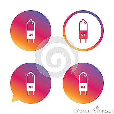 Light bulb icon. Lamp G4 socket symbol. Vector Illustration