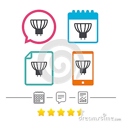 Light bulb icon. Lamp GU5.3 socket symbol. Vector Illustration