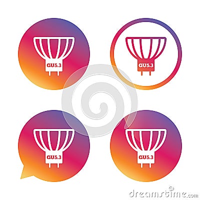 Light bulb icon. Lamp GU5.3 socket symbol. Vector Illustration