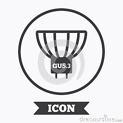 Light bulb icon. Lamp GU5.3 socket symbol. Vector Illustration