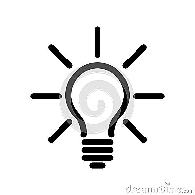 Light bulb icon. Simple black line symbol on white background. Light, idea or thinking koncept. Modern vector Vector Illustration