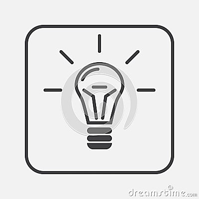 Light bulb icon vector isolated on grey. Vector Illustration