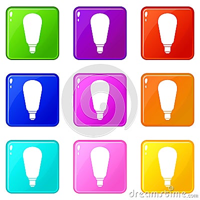 Light bulb icons 9 set Vector Illustration