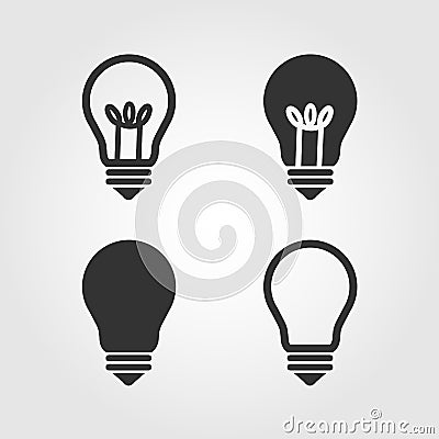 Light bulb icons set, flat design Vector Illustration