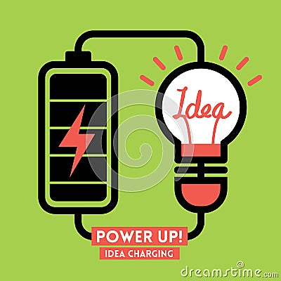 Light bulb Idea Charging Battery Power Vector Illustration