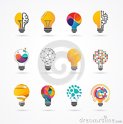 Light bulb - idea, creative, technology icons Vector Illustration