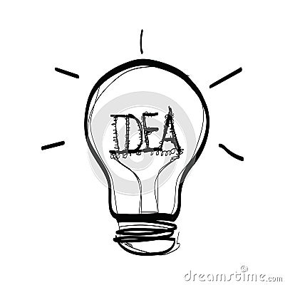 Light bulb idea hand drawn Vector Illustration