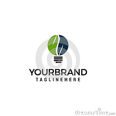 Light Bulb Idea Logo with Green Leaf Symbol Template Vector Illustration