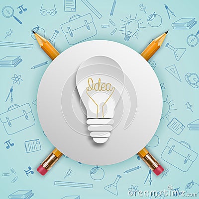 Light bulb ideas concept with doodles icons set Vector Illustration
