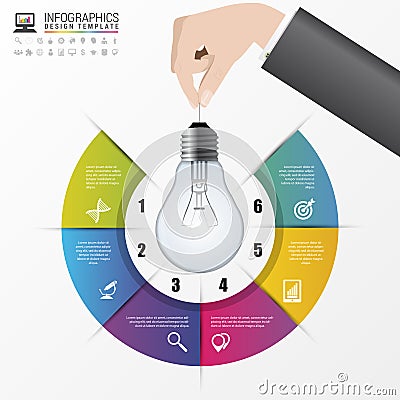 Light bulb infographic. Template for circle diagram. Vector Vector Illustration