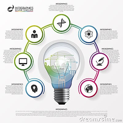 Light bulb infographic. Template for circle diagram. Vector Vector Illustration