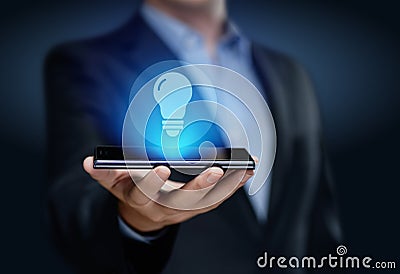 Light Bulb innovation Solution Business Technology Concept Stock Photo