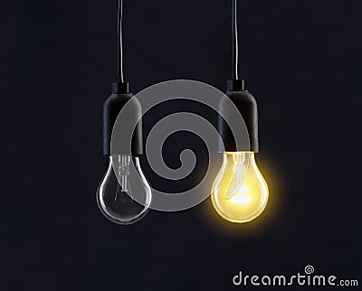 Light bulb lamps on black Stock Photo