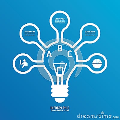 Light bulb line infographics options banner. Vector Illustration